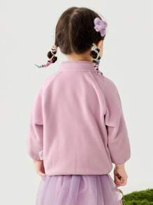 mini bala Baby Girl' Fleece Jacket, Anti-Static Warm Outerwear For Spring - Pink - View 4