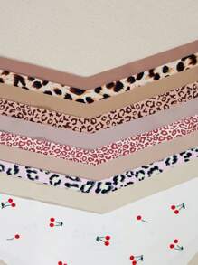 Bộ 10 quần lót bikini liền mạch cho nữ tông màu Maillard, họa tiết da báo thanh lịch có cạp hình chữ V, mềm mại và thân thiện với da - Nhiều màu - Xem 3