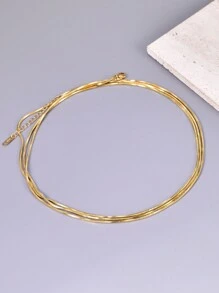 1 件不锈钢长项链，18K 镀金 120 厘米双层扭曲蛇骨链，女士日常佩戴项链 - 金色 - 查看 7