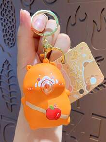 1 pièce Porte-clés suspenseur de sac à dos avec dispositif de soufflage de bulles, porte-clés de couple en forme de cochon mignon, petit cadeau