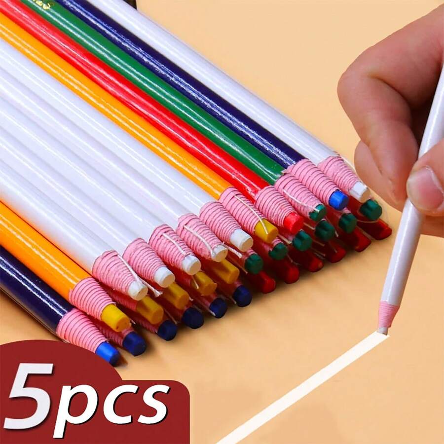 5pcs Colored Washable Tailor Chalk, High Visibility Tailor Chalk, A Fabric Marking Tool That Does Not Require Sharpening, Suitable For Sewing, Clothing Design, Fabric Handicrafts, And Pattern Drawing. - Multicolor - View 1