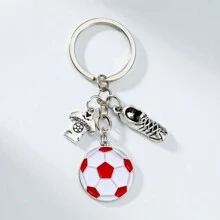 1 buc pandantiv breloc metalic cu fotbal, potrivit pentru geantă de zi cu zi, sport, ținută de călătorie asortată, accesorii pentru rucsac, cadou pentru iubitorii de sporturi de fotbal, accesorii auto, pandantiv pentru geantă