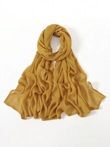 2pcs/1pc Wide-Brim Chiffon Scarf For Women, Fashionable Breathable Long Scarf, Muslim Hijab Headscarf, Suitable For Daily Comfortable And Versatile Wear