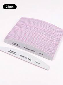 klimonla 25 peças/50 peças Lixa de Unha Profissional em Formato de Meia-Lua com Lixa de Unha de Grão 80/80, 100/180 - Cinza - Visão 10