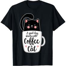 Funny Black Cat Coffee Mug Cat Lover T-Shirt