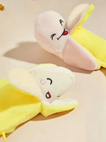 1st Interactief piepend bananen pluche hondenspeelgoed - Kauwspeelgoed voor middelgrote en kleine honden, fruitvormig huisdierspeelgoed met schattig gezichtsontwerp, interactief huisdierenspel