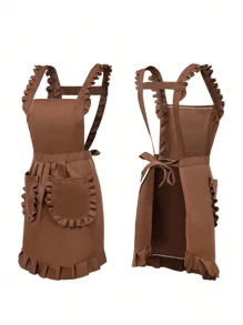 1pc Customized Printed Stylish Apron, Women's Elegant Customized Printed Apron, Waterproof And Stain Resistant, Apron Cute Lace Skirt Apron, Black Stain Resistant Apron, Sleeveless Apron, For Home, Kitchen, Nail Shop, Cooking, Baking, Nail Salon, Women Work Uniform, Coffee Smock, Home Cooking Clean Sleeveless Bib Apron, Multi-Functional, Ornamental, Breathable, Cute, Soft, Adorable, High-Quality, Vintage, Custom, Her, School Students, Girlfriend, Daughter, Kitchen, Warm Ambience,Xmas Decoration,Elegant Living ,Travel Organizer - Multicolor - View 2