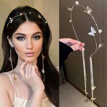 1pc Beautiful Elegant Butterfly Tassel Headband, Fashion Head Band For Women, Suitable For Wedding, Party, Celebration, Fairy Costume - Multicolor - View 1