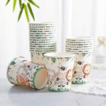 Juego de vajilla desechable con motivo de animales de la jungla, platos, servilletas y vasos de 7/9 pulgadas, regalos, suministros y decoraciones para fiestas de cumpleaños, platos, servilletas y vasos de papel desechables aptos para fiestas con tema de cumpleaños - Multicolor - Ver 8