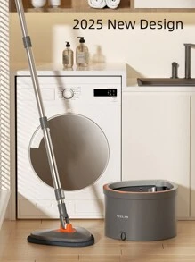 VEELAR Sistema de fregona y cubo True Clean, que incluye fregona giratoria, cubo de fregona de compartimento dual y 2 almohadillas de fregona lavables a máquina (Fregona giratoria)