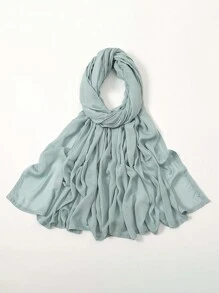2pcs/1pc Wide-Brim Chiffon Scarf For Women, Fashionable Breathable Long Scarf, Muslim Hijab Headscarf, Suitable For Daily Comfortable And Versatile Wear