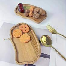 Wooden Plate, Fashionable Wooden Tray - Perfect For Nuts, Snacks And Tea - Coffee Dining Plate - Unique Home Decor Accessory - Kitchen/Dining Room Serving Tray - Brown - View 8