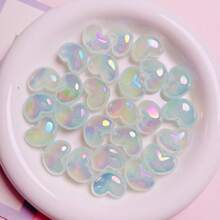 10 件独特的 UV 镀亚克力果冻心形珠带孔，适用于 DIY 手机吊饰和钥匙扣 - 时尚珠宝制作用品