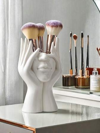 1 件白色陶瓷人脸花瓶，女性头像半身胸围花瓶波西米亚风极简主义装饰现代北欧风格花瓶适用于家庭客厅办公室装饰