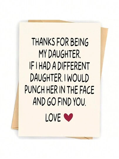 1pc Adorable Daughter's Card With Envelope - The Perfect Gift For Your Little Princess! A Funny And Creative Keepsake. Ideal As A Birthday Present, A Thank You Token, Or A Festive Gift For Christmas. A Card For Your Daughter, A Heartwarming Surprise, A Must-Have For Any Occasion To Show Your Love,Valentine's Day