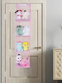 1 pieza 4/6 Niveles Organizador colgante sobre la puerta,organizador de pared colgante para cosméticos, portaobjetos de gran capacidad con bolsillos de malla, bolsa de almacenamiento colgante, para cocina, guardería, baño, armario, dormitorio, pañales de bebé, juguetes de niños. (4/6 capas de malla rosa)