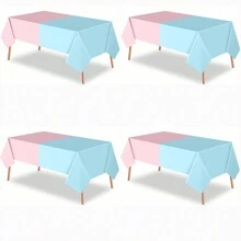 1 pièce/2 pièces/4 pièces Fournitures de fête de révélation du sexe jetables, nappes en plastique pour révélation du sexe, imperméables rose et bleu pour décoration de fête d'anniversaire ou de baby shower - Multicolore - Voir 7