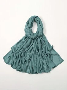 2pcs/1pc Wide-Brim Chiffon Scarf For Women, Fashionable Breathable Long Scarf, Muslim Hijab Headscarf, Suitable For Daily Comfortable And Versatile Wear