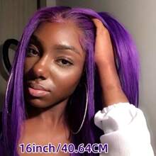Dark Purple Short Bob Human Hair Wig Transparent 13x4 Lace Front Human Hair Wigs Pre Plucked Hairline 180% Density Gorgeous Bob - Purple - View 7