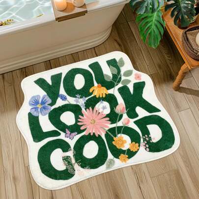  DeramHy Home You Look Good Bath Mat Black Bathroom Rugs Funny Cute Bath Rugs Non Slip Microfiber Plush Preppy Small Cool Shower Rug Washable Absorbent Floor Mat For Bathtub Sink "25x21"Inch, Women Valentine Gift Birthday Boyfriend Girlfriend Home Bathroom Decor Floor Carpet Outdoor Rug Door Mat Fall Decor Bathroom Accessories Back To School Entryway Decor