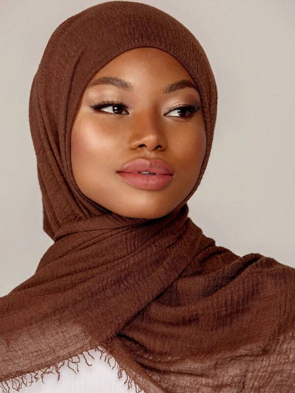 1 Pieza Pañuelo plisado de unicolor para mujer, pañuelo básico clásico de unicolor para cubrir la cabeza