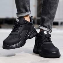 GUYISA Safety Shoes Anti-Smash And Anti-Puncture Lightweight European Standard Steel Baotou Rubber Sole Microfiber Black Low Top Summer Model - Black - View 3