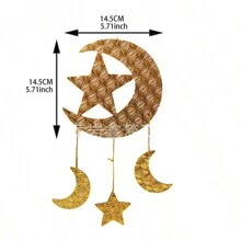 1 Stück Ramadan Mondsichel Deko, Eid Mubarak Party Festival Dekoration, Ramadan goldenes Holz Heim Zubehör Hänge Ornament