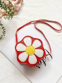1pc Young Girl PU Leather Zipper Closure Cute Floral Mini Crossbody Bag, Suitable For Daily Use - Flowers - View 5