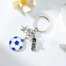 1 buc pandantiv breloc metalic cu fotbal, potrivit pentru geantă de zi cu zi, sport, ținută de călătorie asortată, accesorii pentru rucsac, cadou pentru iubitorii de sporturi de fotbal, accesorii auto, pandantiv pentru geantă