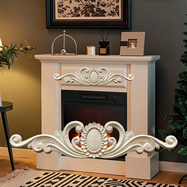 1pc Long Wood Appliques Molding Decal Floral Decoration For Home Wooden Furniture Rubber Wood Onlay Decor Decal Main Door,Fireplace,Cabinet,Wardrobe