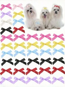 10pcs/30pcs Random Cute & Sweet Bowknot Hair Clips, Suitable For Decorating Dog And Cat Hair - Multicolor - View 2
