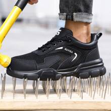 GUYISA Safety Shoes Anti-Smash And Anti-Puncture Lightweight European Standard Steel Baotou Rubber Sole Microfiber Black Low Top Summer Model - Black - View 4