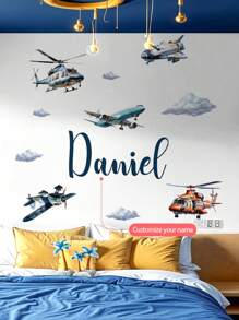 1 Piece / 3 Pieces Cartoon Construction Truck, Crane, Excavator, Plane Wall Sticker, Customized Text Wall Sticker, For Bedroom, Living Room, Study, School Classroom, Corridor Decoration, PVC Removable Gifts Birthday Graduation - Multicolor - View 14