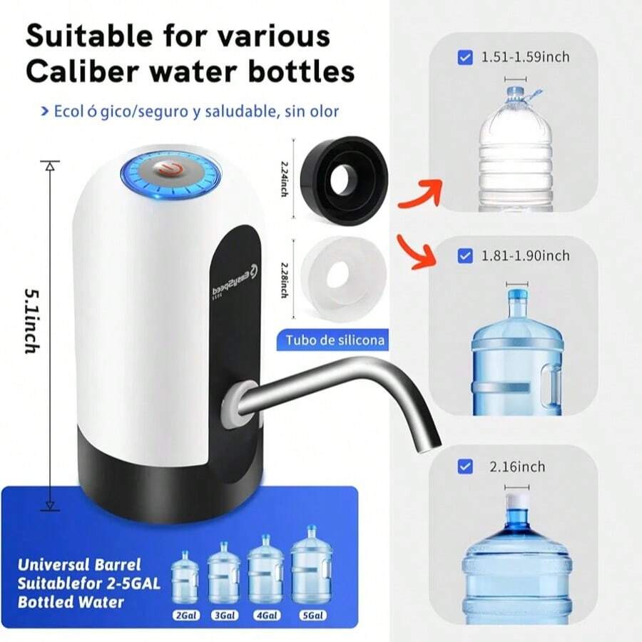 USB-wiederaufladbarer elektrischer Wasserspender, tragbare automatische Wasserpumpe für Flaschenwasser |. Intelligente Haushaltswasserpumpe, kleiner tragbarer elektrischer Druckwasserspender, multifunktionale wiederaufladbare elektrische Wasserpumpe, geeignet für Büros, im Freien und in der Küche