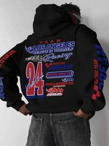 Men's Creative Printed Casual Sports Commuting Versatile Letter Long Sleeve Hoodie Sweatshirt