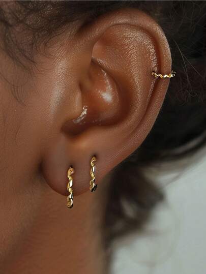 BALMORA 1 件 S925 纯银圆形扭线耳环，配有个性化时尚耳扣，简约优雅，适合女性日常佩戴，珠宝礼物