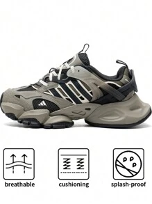 Adidas Giày chạy bộ đế dày XLG RUNNER DELUXE, Giày thể thao thể thao thường ngày cho nam nữ JR8078 - Sỏi màu xám bạc/đen carbon - Xem 1