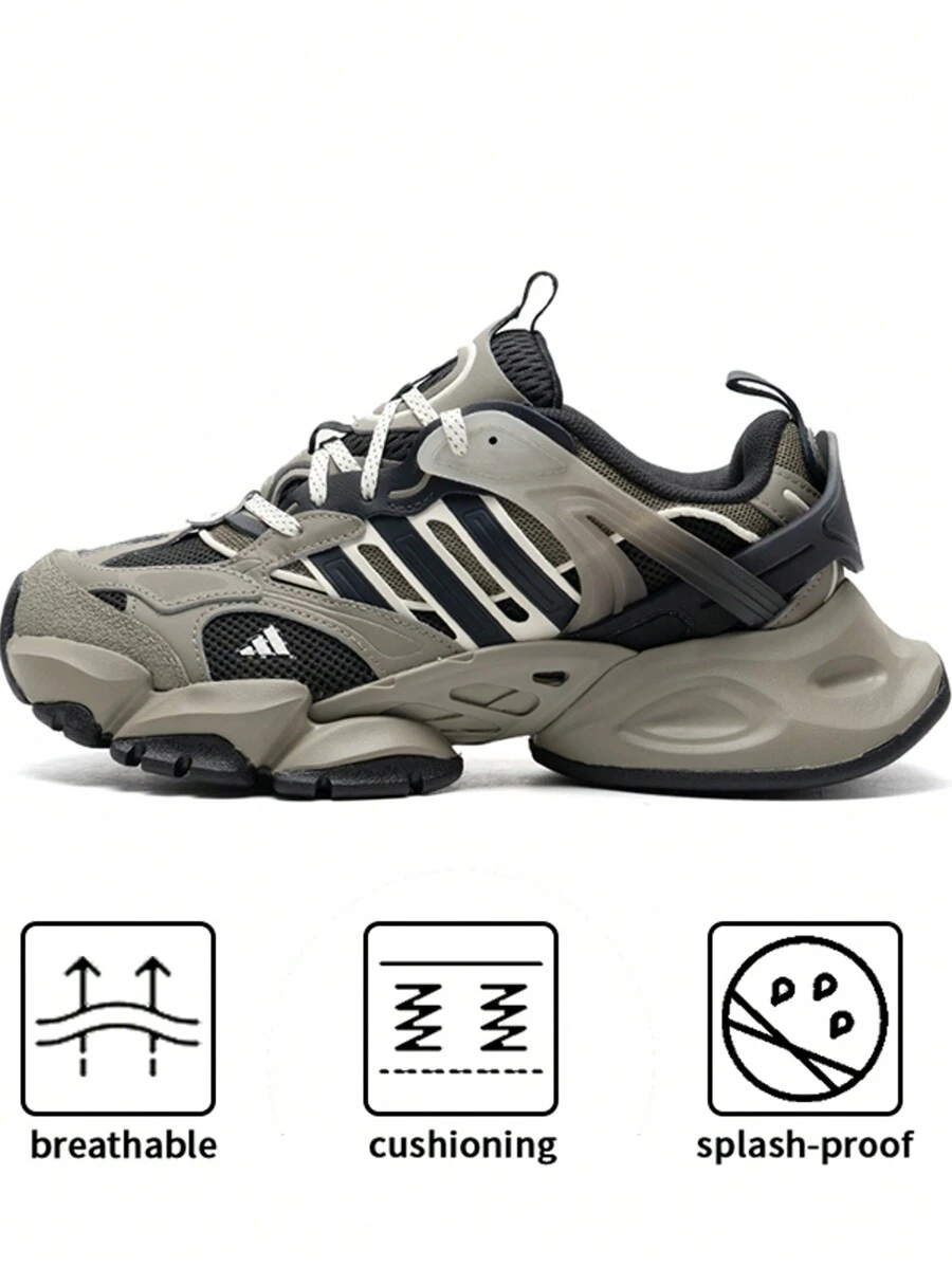 Adidas Giày chạy bộ đế dày XLG RUNNER DELUXE, Giày thể thao thể thao thường ngày cho nam nữ JR8078 - Sỏi màu xám bạc/đen carbon - Xem 1