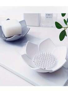1 Pc Soap Box, TPR Material Lotus Soap Holder, Kitchen Bathroom Universal Punch-Free Household Drain Box Soap Box, Drainage Box Bathroom Accessories, Home Decoration