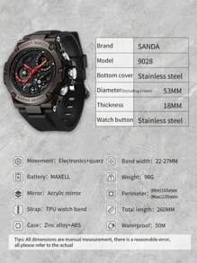 SANDA. SANDA Men Quartz Watch Military Alarm Clock Sport Waterproof Chronograph Date Wristwatches Men's Dual Display LED Digital Electronic Watches - one-size - View 9