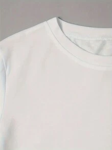 Polyester Knit Fabric - Ain't No Family Like The One I Got - Letter Print Alphabet Graphic T-Shirt For Women, Casual Round Neck Short Sleeve, All Seasons Comfort - 白色 - 查看 3