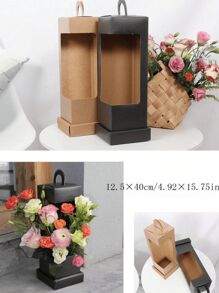 1 pieza Caja de embalaje para ramo de flores del Día de San Valentín, caja de regalo de flores, caja de arreglo floral, caja de embalaje de flores, bolsa de regalo artesanal, suministros de embalaje para florería, suministros para fiestas de boda y Día de San Valentín - Multicolor - Ver 3