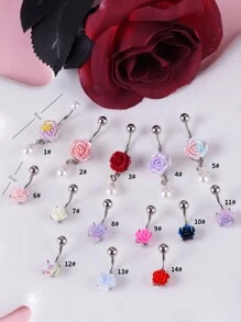 Morlyda 1pc Romantic Rose Belly Rings Faux Pearl Decor Belly Navel Ring Belly Ring Navel Jewelry Stud Earrings Navel Piercing Belly Bar Belly Piercing Bar Stainless Steel Belly Rings Navel Nail Belly Button Ring Navel Rings Navel Nail Belly Piercing Jewelry Belly Piercing Bar Navel Barbell For Women Girls Sisters Valentine's Gift Party Date Vacation Daily Wear