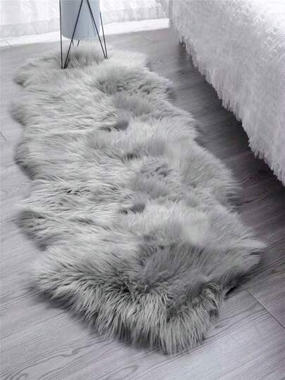 1入組實色毛茸茸防滑地毯，房間裝飾