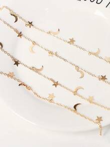 1件装女士发夹链，星月流苏编织发链发饰头饰，发饰，婚礼，新娘必备