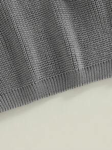 Suéteres de cuello redondo para bebés pequeños, jerseys de punto sueltos de color sólido de manga larga - Gris - Ver 7