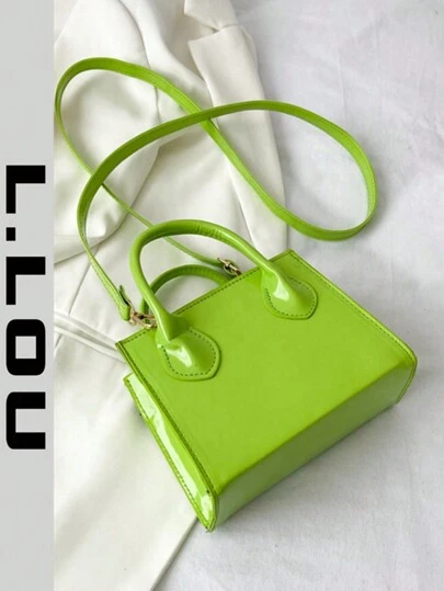 Mini Fashionable Laser Coating Leather Multi-Purpose Women Handbag With Dual Top Handles And Detachable Shoulder Strap