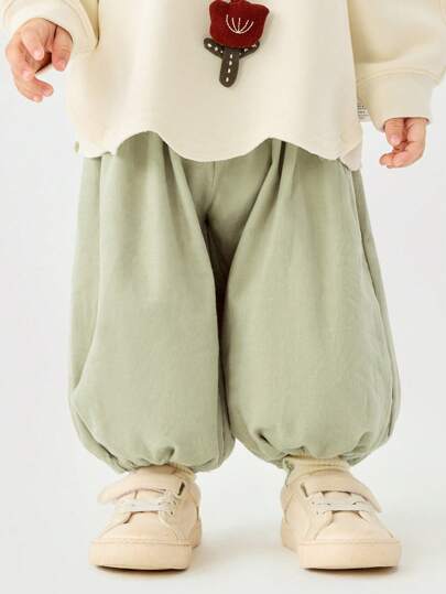 mini bala Kids' Corduroy Loose Fit Pants, Soft Spring Long Trousers For Boys And Girls