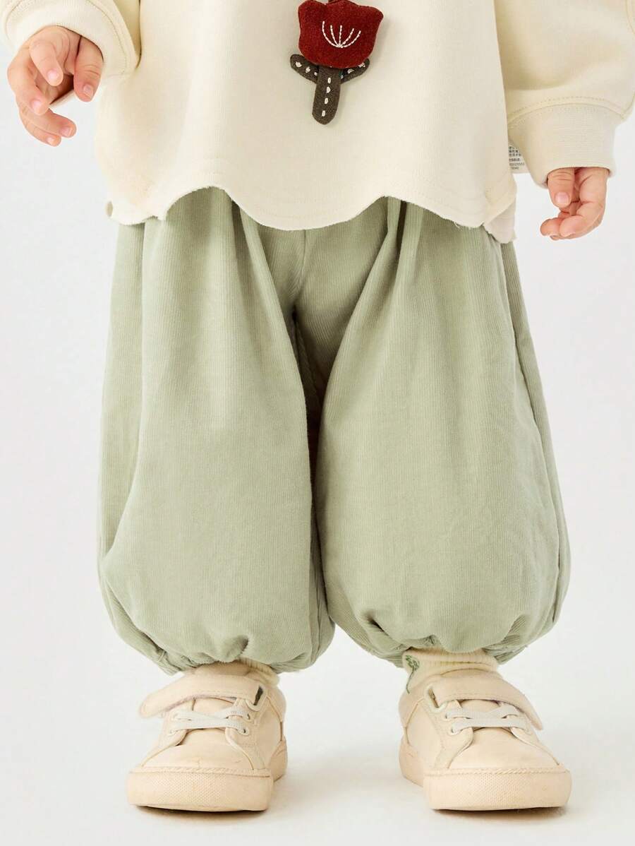 mini bala Spodnie dziecięce z kordu o luźnym kroju, miękkie, długie spodnie wiosenne dla chłopców i dziewcząt