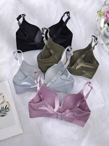 4 stuks comfortabele, veelkleurige ventilerende beugels voor dames, zachte cups, effen bralette, lingerie, ondergoed, bh